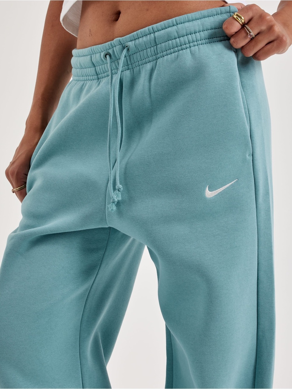 Nike Teal Jogger Sweatpants with White Swoosh